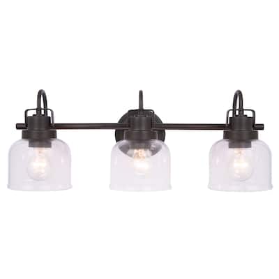 24" Wide Black 3-Light Dimmable Bathroom Vanity Light Wall Sconce