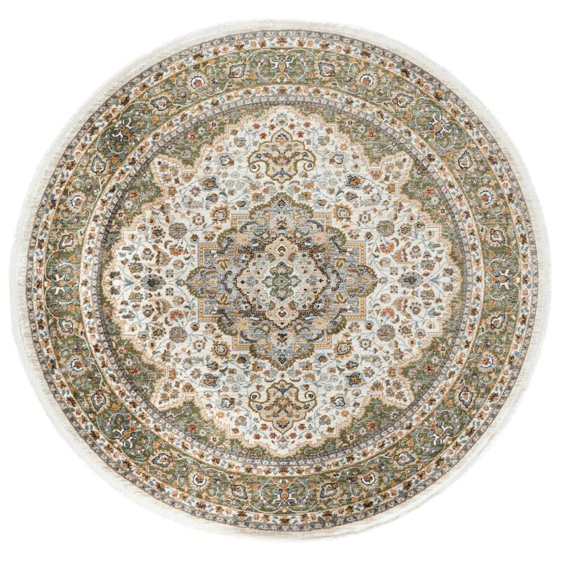 SAFAVIEH Lauren Ralph Lauren Metanet Transitional Rug - 6'7" Round - Ivory/Green