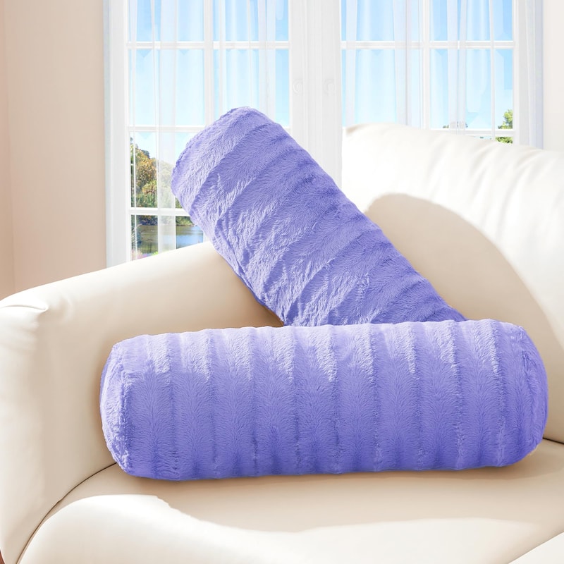 Cheer Collection 8" x 24" Set of 2 Decorative Roll Bolster Pillows