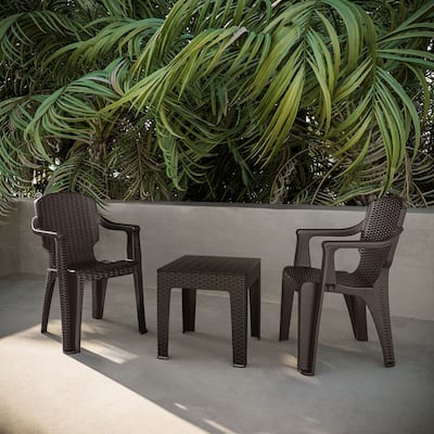 3-Piece Calista Outdoor Bistro Set with Trillia Table, Brown