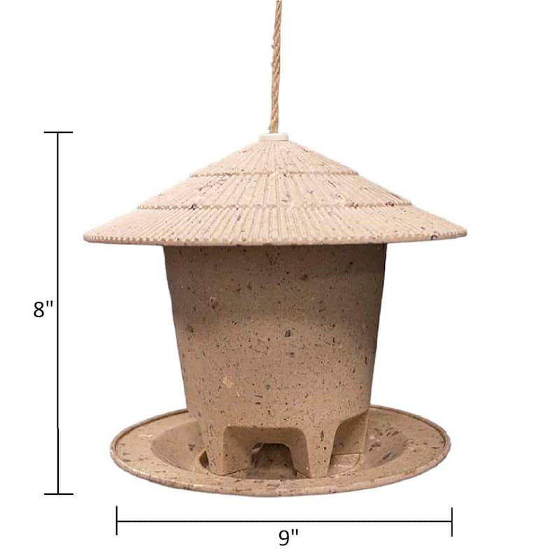 Earthy Sustainable Deluxe Outdoor Round Bird Feeders 8.6"Dia x 7.5"H