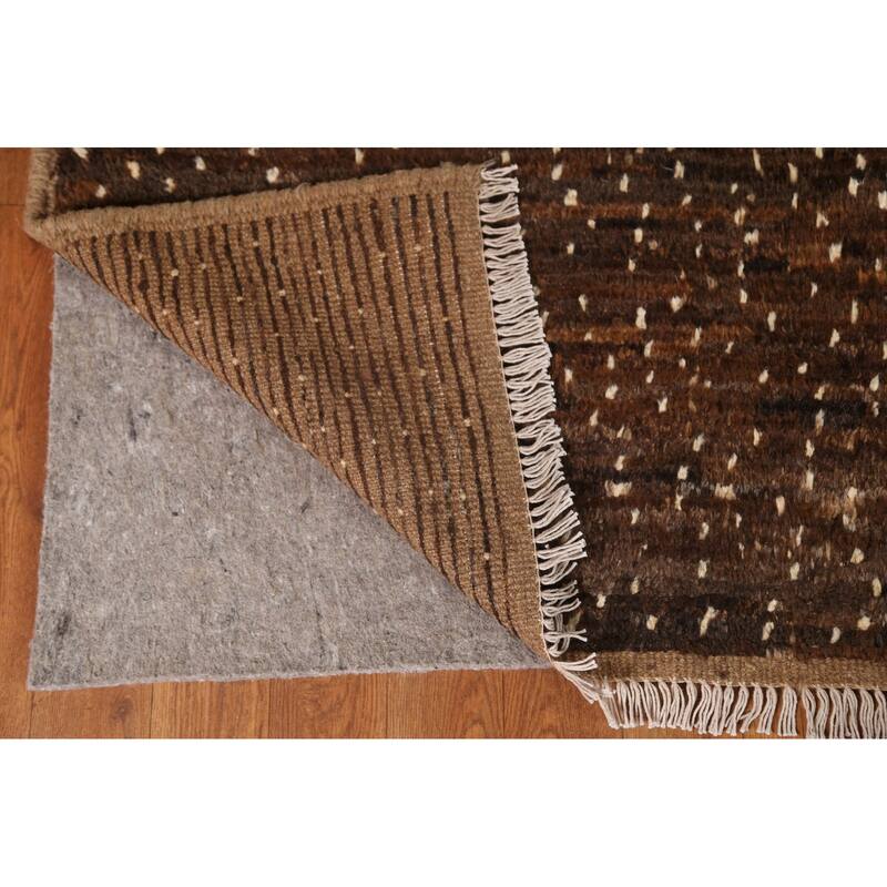 Brown Tribal Moroccan Oriental Area Rug Hand-knotted Wool Carpet - 5'11" x 9'0"