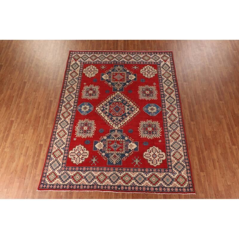 Red Kazak Rug Hand-Knotted Living Room Wool Carpet - 8'3"x 11'0"