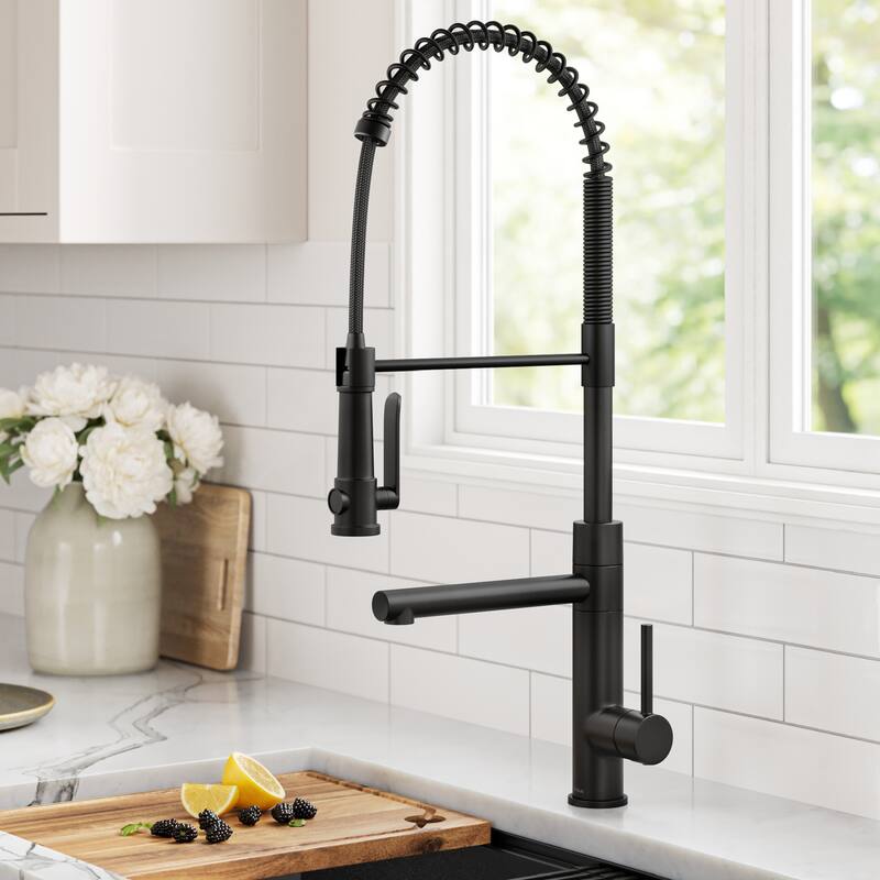 Kraus Artec 2-Function Commercial Pulldown Pot Filler Kitchen Faucet - KPF-1605 - 26 7/8" Height - MB - Matte Black