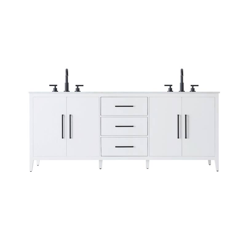 Elegant Lighting VF29384D Millie 84" Free Standing Double Basin Vanity - White
