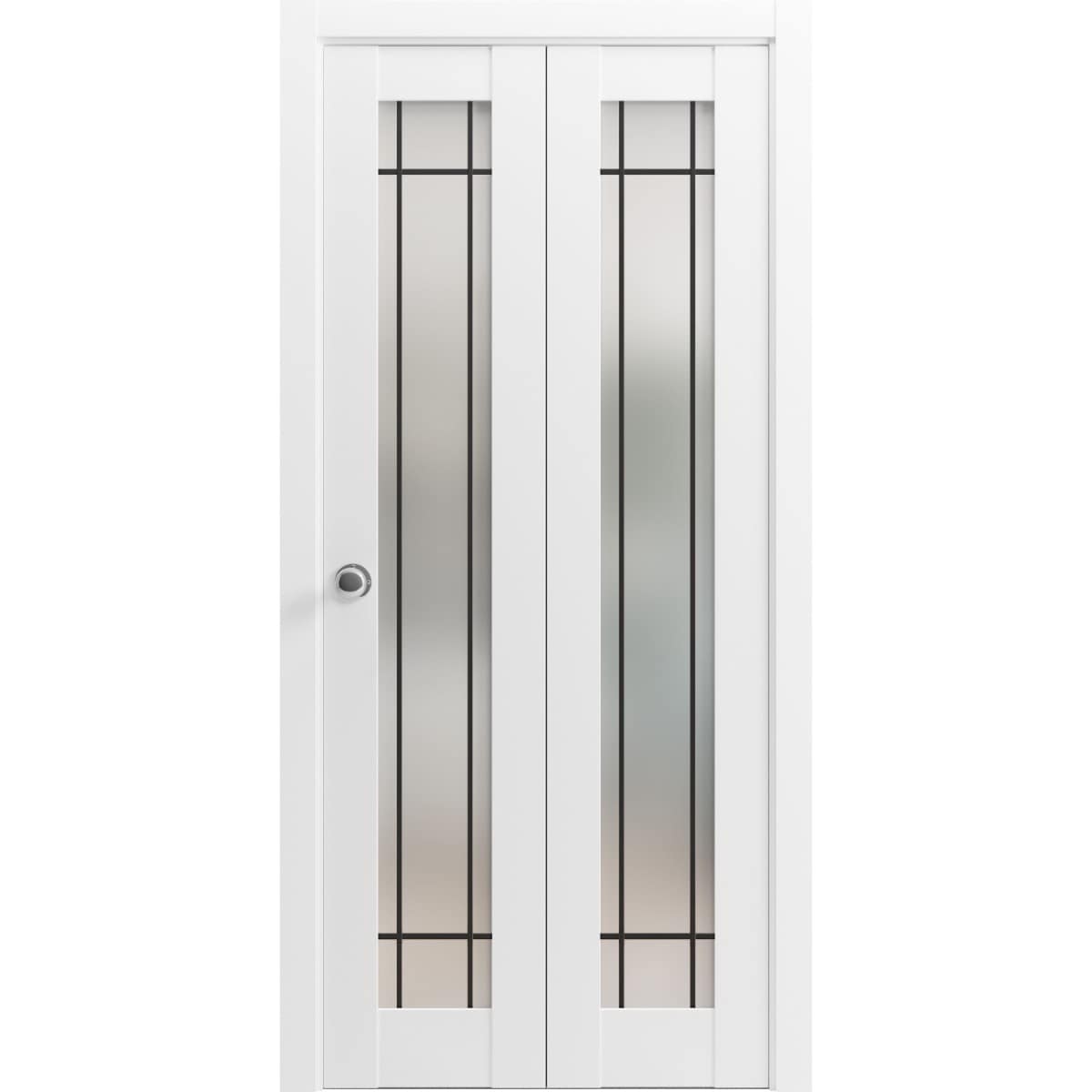 SartoDoors Planum 2112 | Closet Door Bi-fold Door | Solid Wood | Hardware Set | 36x80, White Silk Bedroom Door Bathroom Door