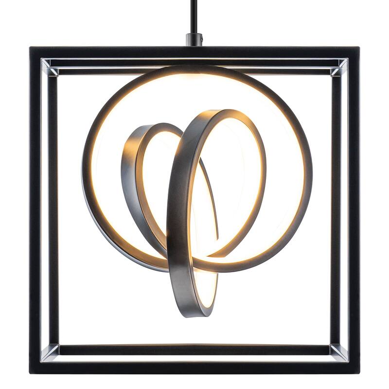 Modern Square LED Pendant Light Dimmable Adjustable Hanging Fixture - Dia.10-in