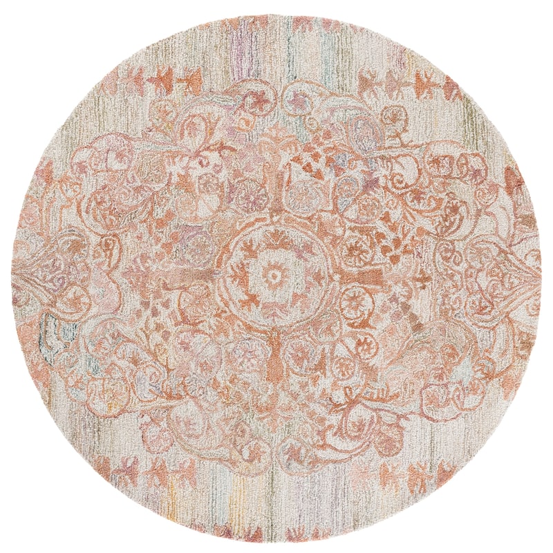 SAFAVIEH Handmade Marquee Elga Rug - 6' Round - Orange/Beige