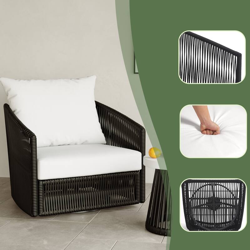 3-piece Cushioned Swivel Patio Wicker Furniture Set Outdoor Rattan Bistro Set