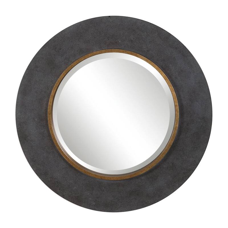 Uttermost Saul 30" Round Urban Industrial Concrete Inspired Wall - Mottled Charcoal