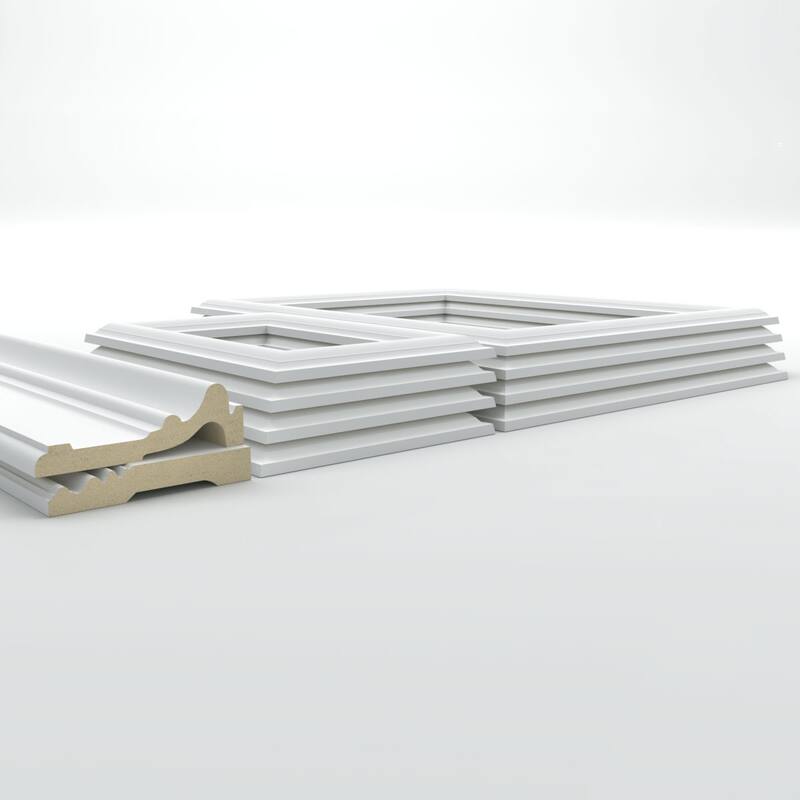 94 1/2"L Ashford Square Double Panel Traditional Wainscot Paneling Kit - Adjustable from Heights
