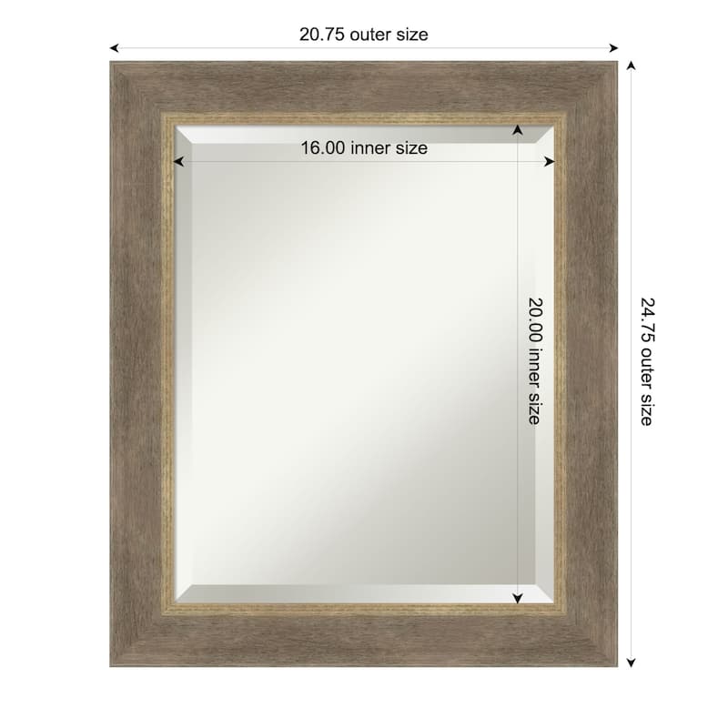 Driftwood Tan Beveled Wood Framed Bathroom Vanity Wall Mirror - Driftwood Tan - 21 x 25 in