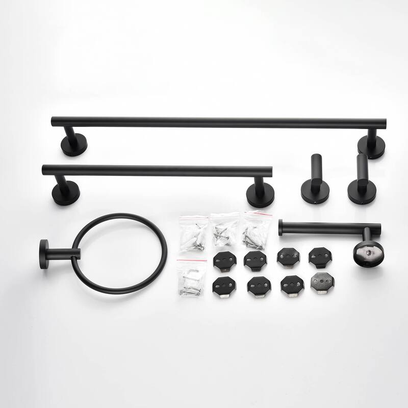 6-Piece Bathroom Hardware Set 23'' Bathroom Towel Bar Toilet Paper Holder Towel Ring Robe Hooks Stainless Steel Accessories Set
