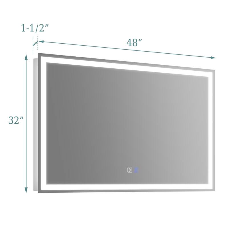 Wall Mounted Bathroom Rectangle Front And Back light LED Mirror With Anti Fog And Dimmable