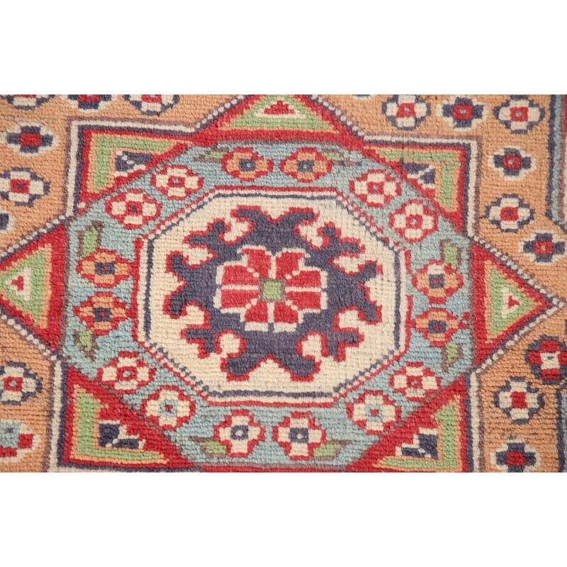 Geometric Blue Kazak Area Rug Handmade Wool Carpet - 4'11" x 5'11"