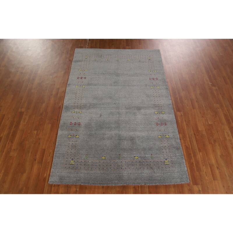Hand Knotted Oriental 100% Wool Carpet Tribal Tribal Greys & Charcoal Gabbeh Area Rug - 7' 10'' X 5' 1''