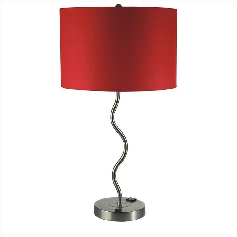 Table Lamp with Curved Tubular Body and Round Base, Black - 28.5 H x 15 W x 15 L Inches