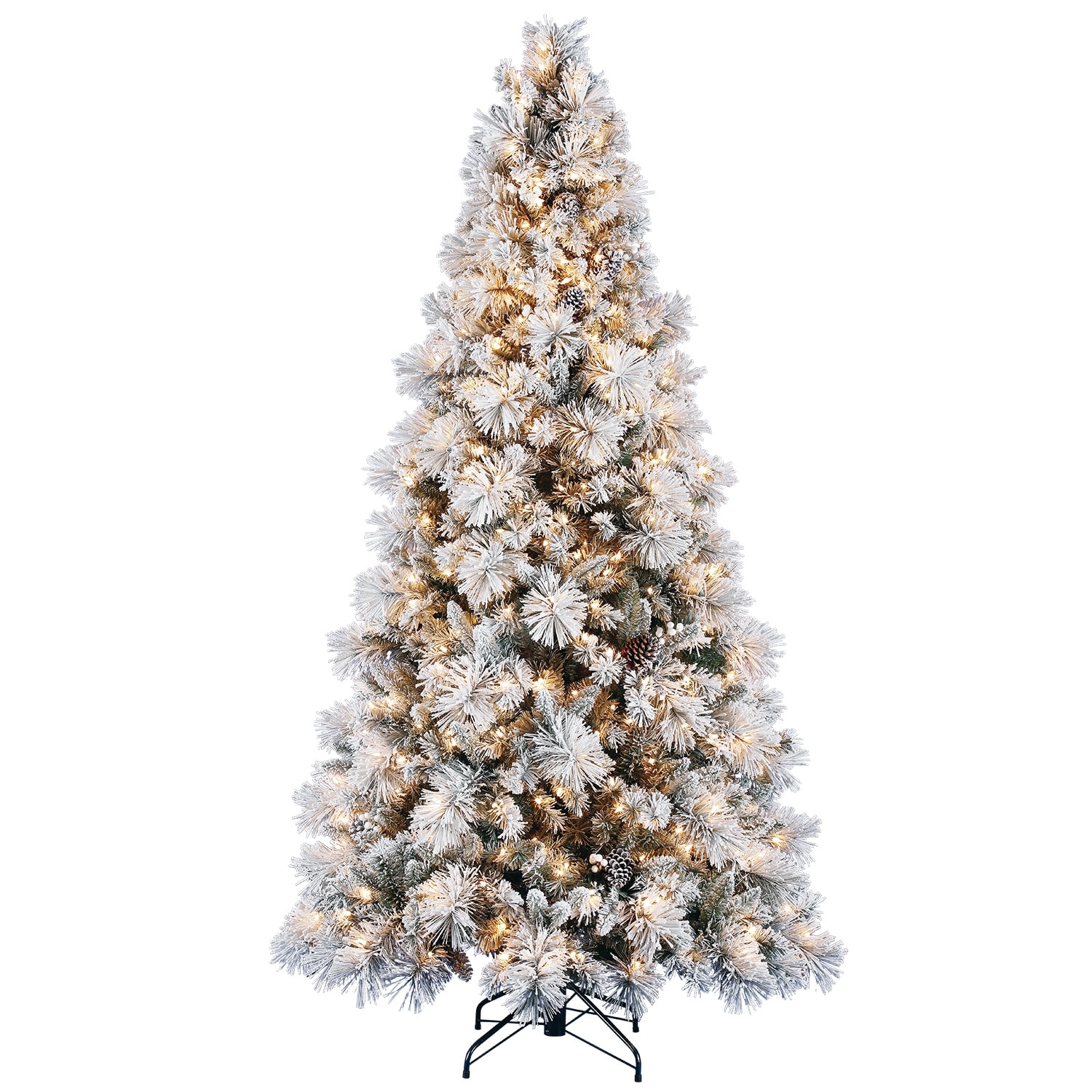 Home Heritage 7 ft. White Pre-Lit LED Pencil Tinsel Artificial