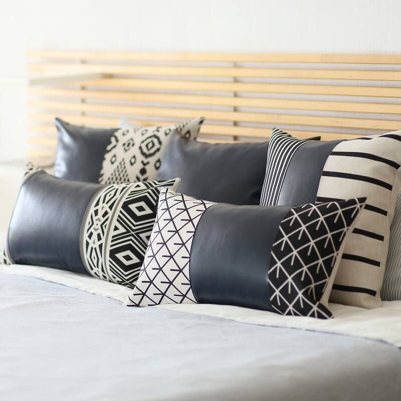 Vegan Faux Leather Throw Pillow Cover (Set of 2)