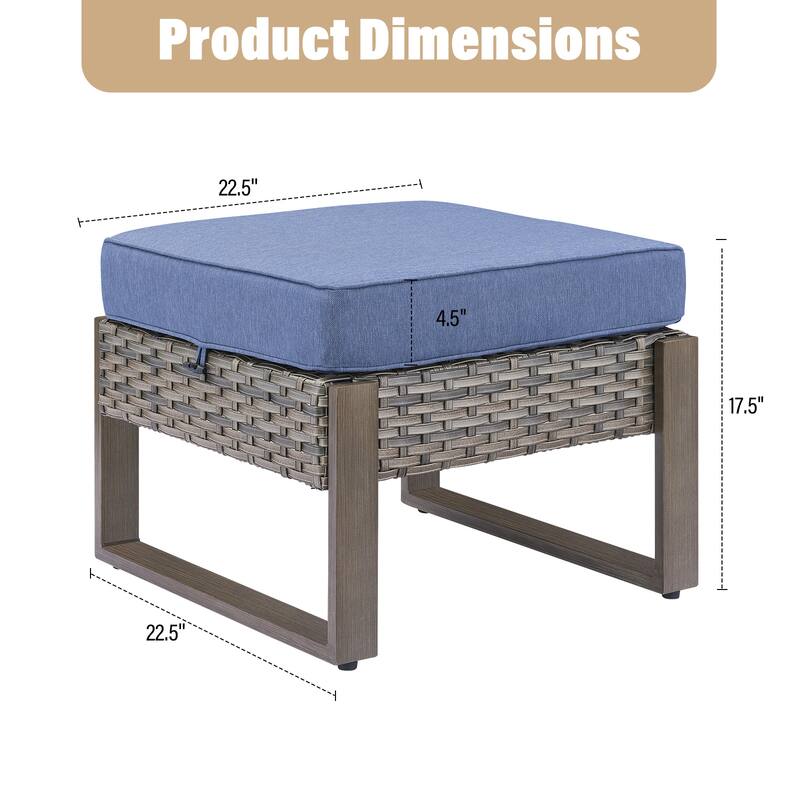 Gymojoy 2 Wicker Ottomans w/Removable Cushions