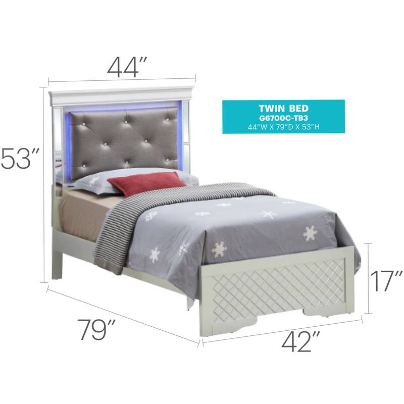 Silver Champagne Twin Bed with Transitional Design, Stylish Finish and Durable Frame for Guest Rooms or Cozy Bedrooms