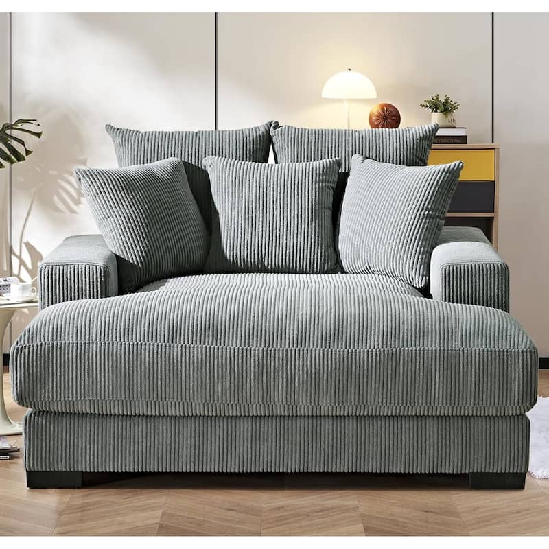 US Pride Furniture Luxe Oversized Soft Corduroy Fabric Chaise Sofa for Living Room and Bedroom