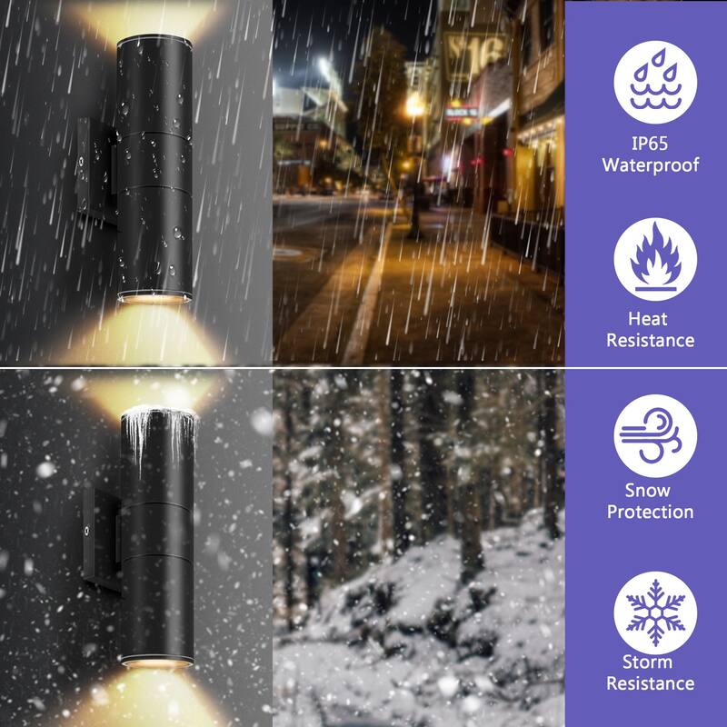 Dimmable LED Outdoor Wall Light, Cylinder Up Down Sconce with Triac Dimming, Aluminum Waterproof for Porch/Patio/Home Exterior
