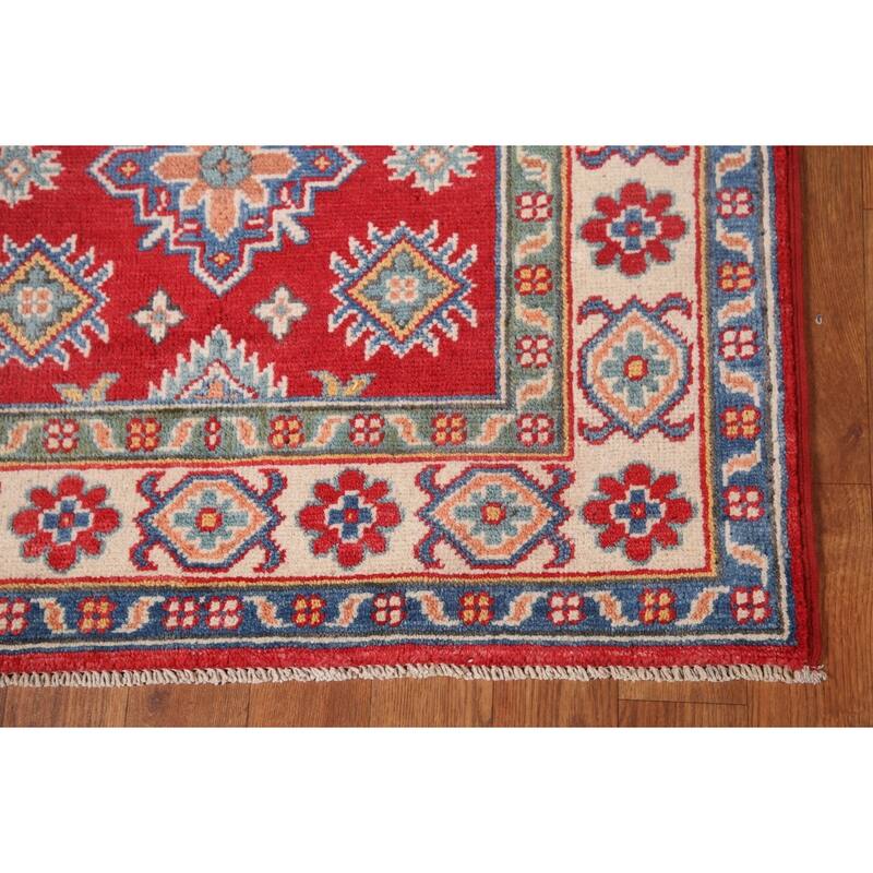 Geometric Kazak Runner Rug Handmade Oriental Wool Carpet - 2'8" x 7'9"