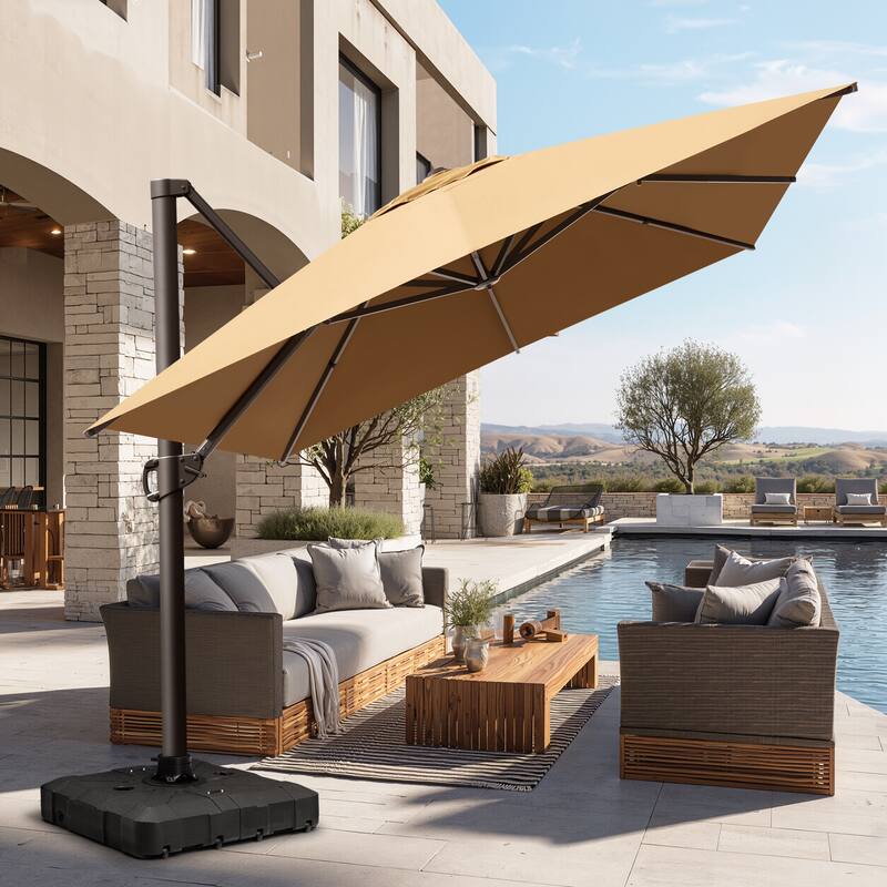 Pellebant Patio 10 x 13 FT Cantilever- Offset Umbrella Outdoor Umbrella with Base Stand