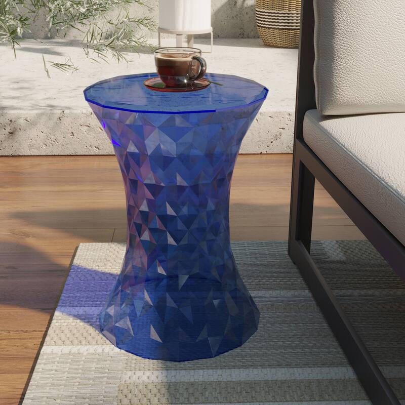 Plastic Side Table with a Diamond Pattern Design Clio Series