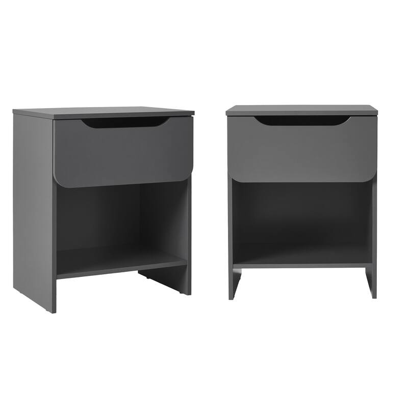 Middlebrook Designs Modern 1-Drawer Nightstand with Cubby (Set of 2)