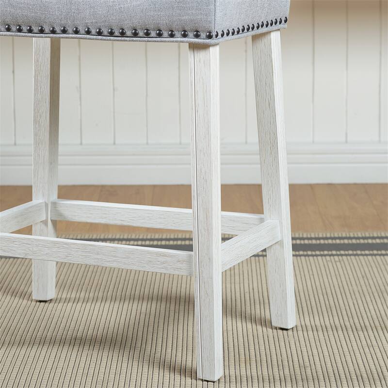 Set of 2 Upholstered Counter Height Backless Saddle Seat Stools