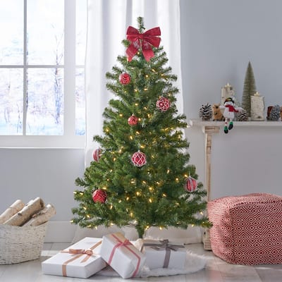 4.5FT Hinged Artificial Christmas Tree withClear LED Lights