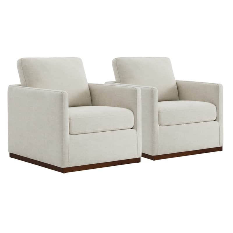 Spruce & Spring Shane Modern Swivel Accent Arm Chair - Set of 2 - White-Fabric