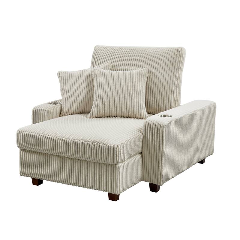 44in Wide Upholstered Chaise Lounge Chair with Adjustable Backrest