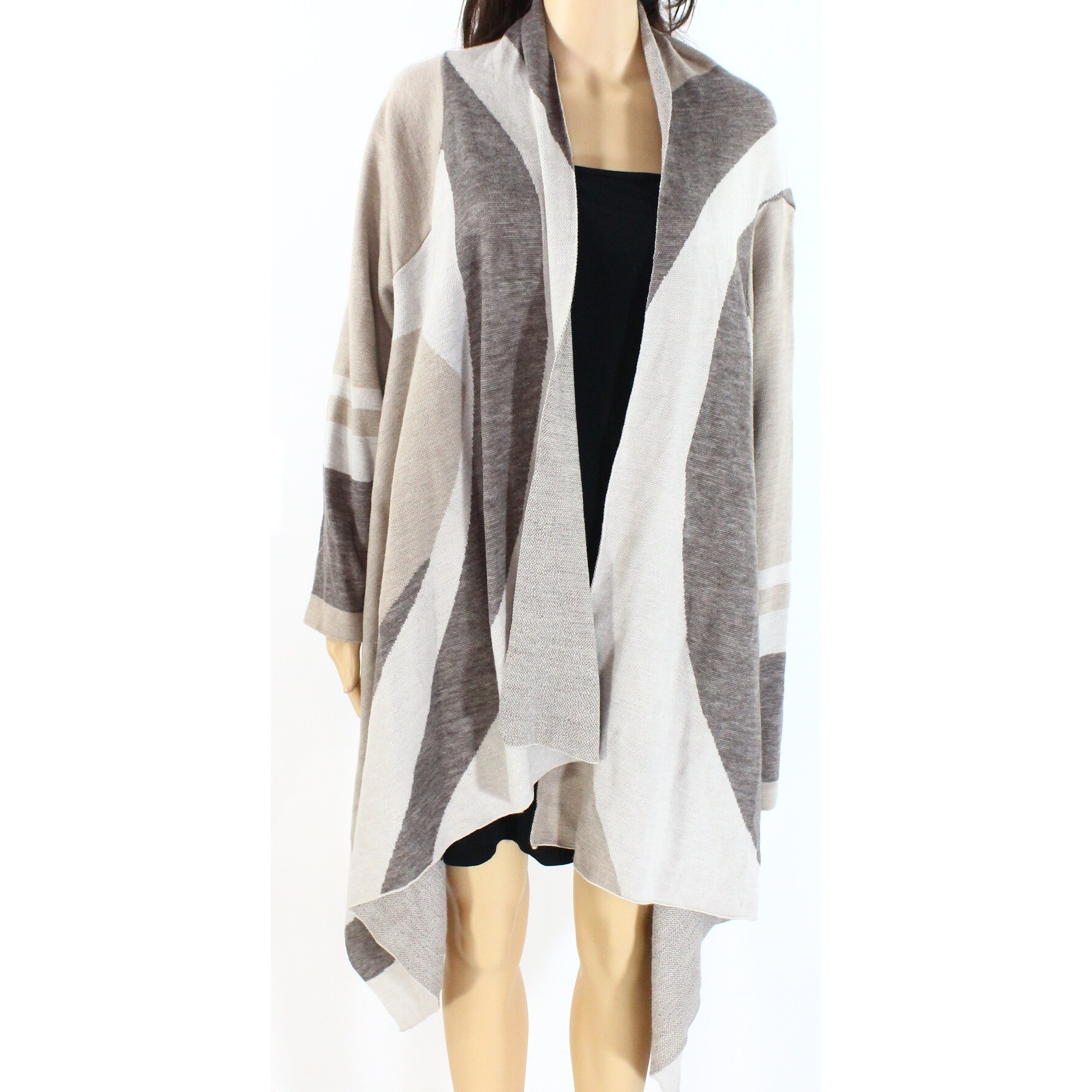 Shop Inc Womens Sweater Beige Size 3x Plus Colorblock Cozy Draped