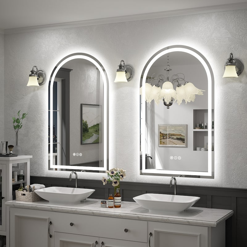 UL Certified Arched LED Anti-fog Tempered Glass Wall Bathroom Vanity Mirror