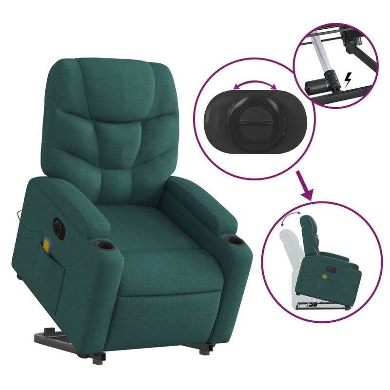 vidaXL Stand up Massage Recliner Chair Light Gray Fabric