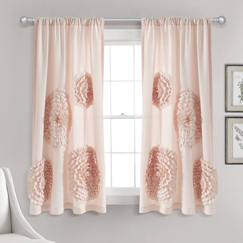 Silver Orchid Ince Flora Curtain Panel - 63" x 54" - Blush