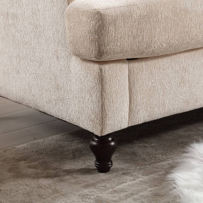 Modern Chenille Fabric Loveseat, 2-Seat Upholstered Sofa Couch