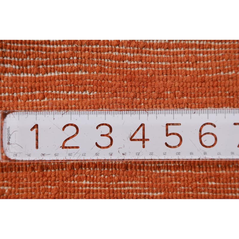 Orange Modern Gabbeh Oriental Rug Hand-Knotted Wool Carpet - 3'1" x 4'10"