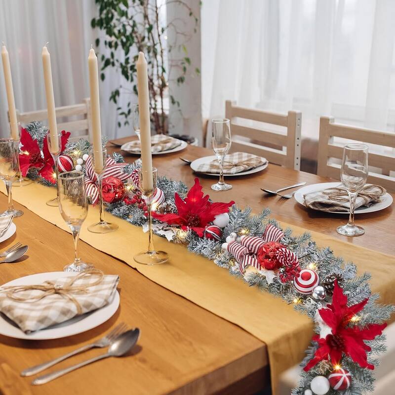 6FT Battery Powered Christmas Xmas Garlands Pre Lit Lights with Timer - N/A