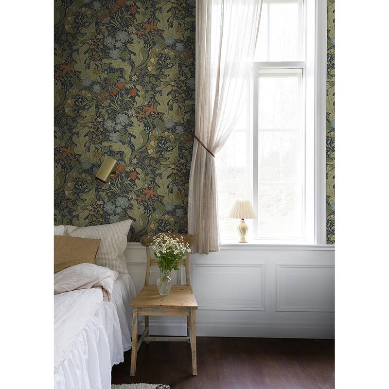 A-Street Prints Elise Indigo Nouveau Gardens Wallpaper