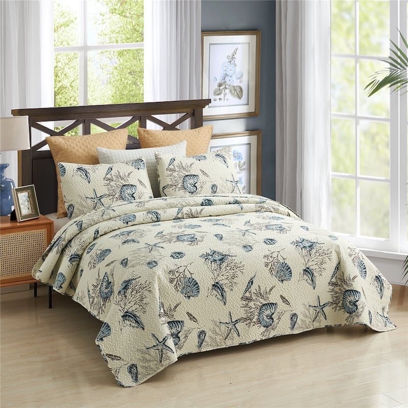Coastal Beach Theme Coverlet Set Lightweight Bedding Cover