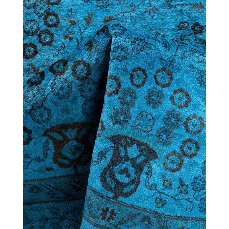 Fine Vibrance, One-of-a-Kind Hand-Knotted Area Rug - Blue, 6' 0" x 6' 1" - 6' 0" x 6' 1"