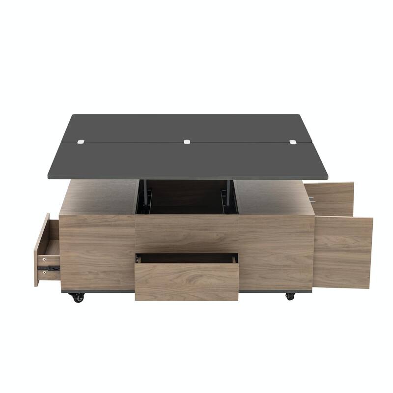 Modern Lift Top Coffee Table with Drawers & Shelves