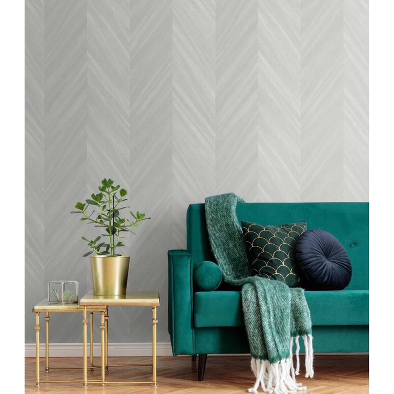 Seabrook Designs Chevron Wood Embossed Vinyl Unpasted Wallpaper