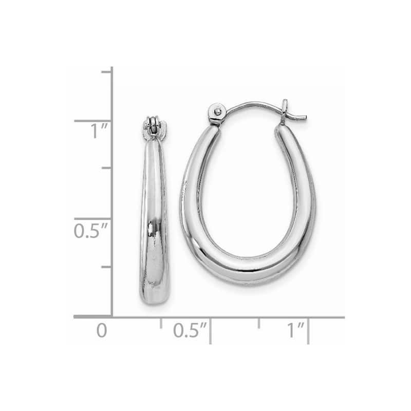 Curata 14k White Gold Hollow 10x3mm Oval Polished Hoop Earrings