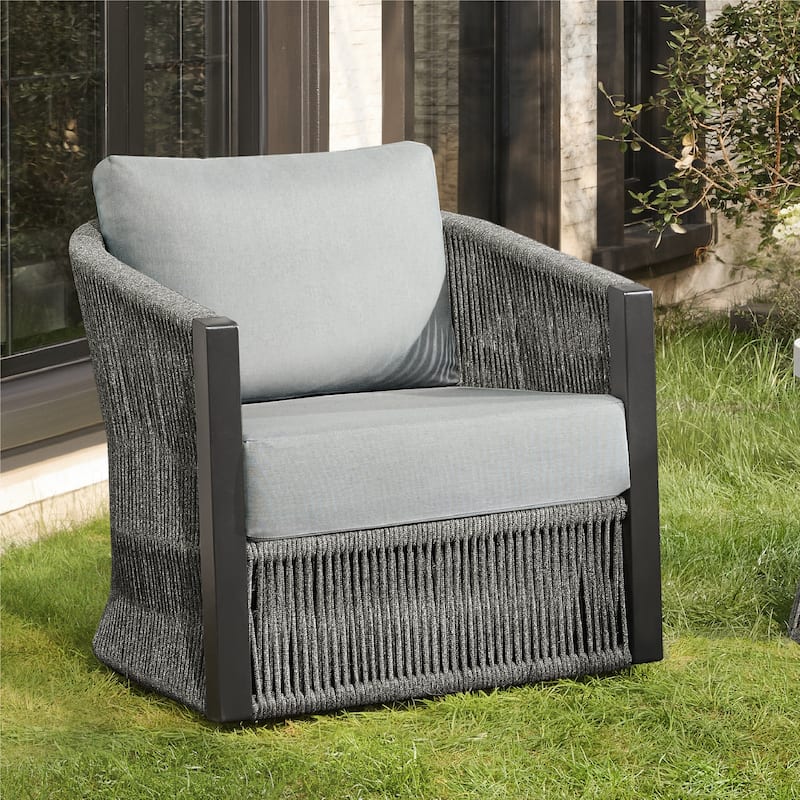 Carlos Outdoor Patio Furniture Bistro Set Swivel Chair - 1 Swivel Chair - Grey