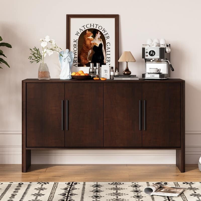 Spruce & Spring Sideboard Buffet Cabinet with Adjustable Shelves and Long Handles